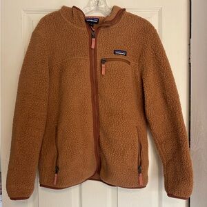 Patagonia Women’s Retro Pile Brown Shearling Fleece Hooded Jacket